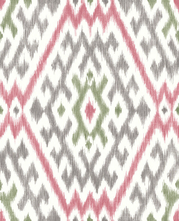 Solola Fuchsia Ikat Wallpaper by A-Street Prints Harmony Covers about 56.4 square feet 20.5-in by 33-ft long roll Unpasted 25.2 - Fabric Carolina -