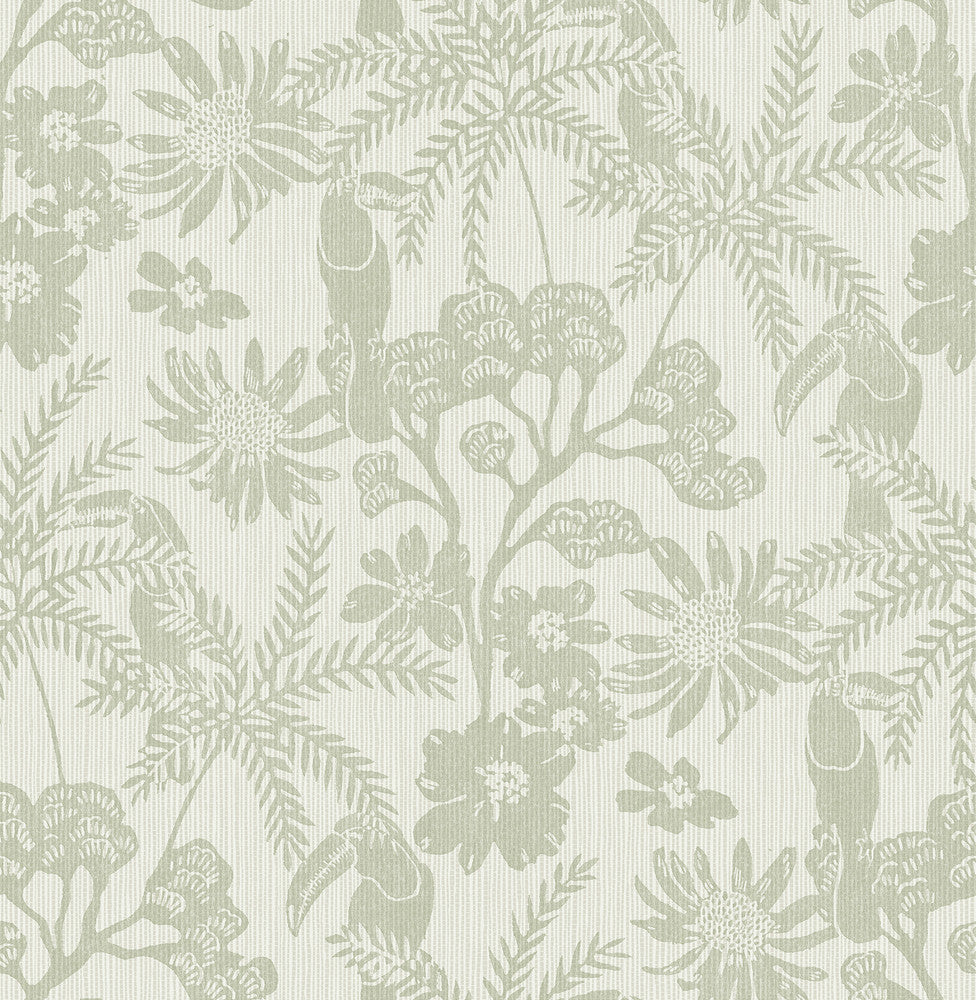 Jacaranda Sage Tropical Trail Wallpaper by A-Street Prints Harmony Covers about 56.4 square feet 20.5-in by 33-ft long roll Unpasted 20.86 - Fabric Carolina -