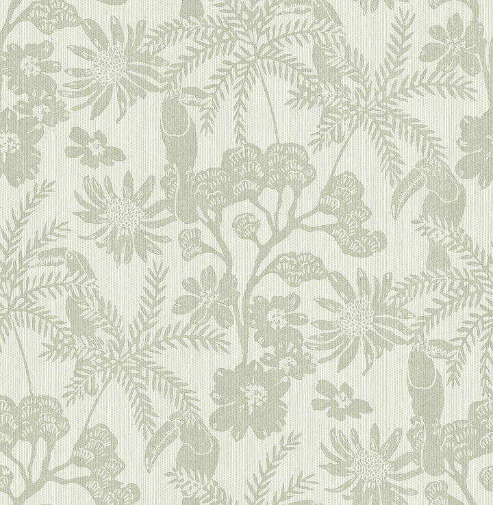 Jacaranda Sage Tropical Trail Wallpaper by A-Street Prints Harmony Covers about 56.4 square feet 20.5-in by 33-ft long roll Unpasted 20.86 - Fabric Carolina -