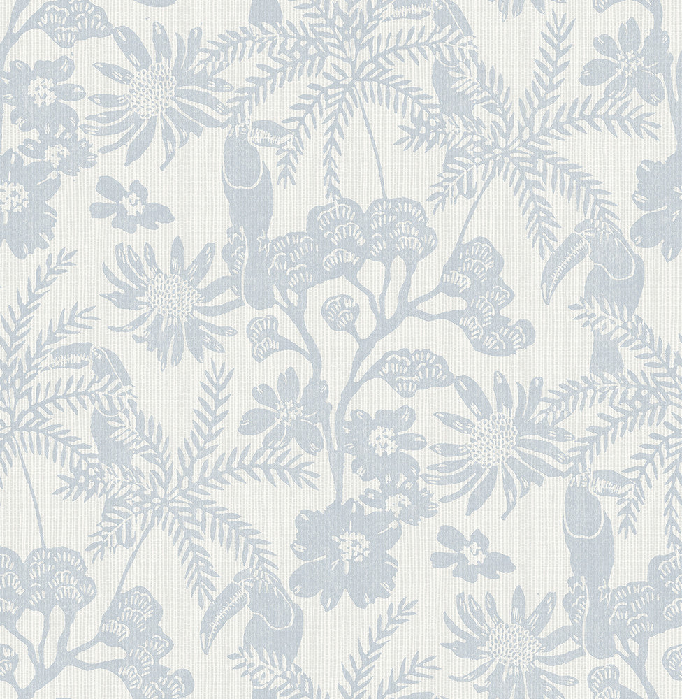 Jacaranda Light Blue Tropical Trail Wallpaper by A-Street Prints Harmony Covers about 56.4 square feet 20.5-in by 33-ft long roll Unpasted 20.86 - Fabric Carolina -