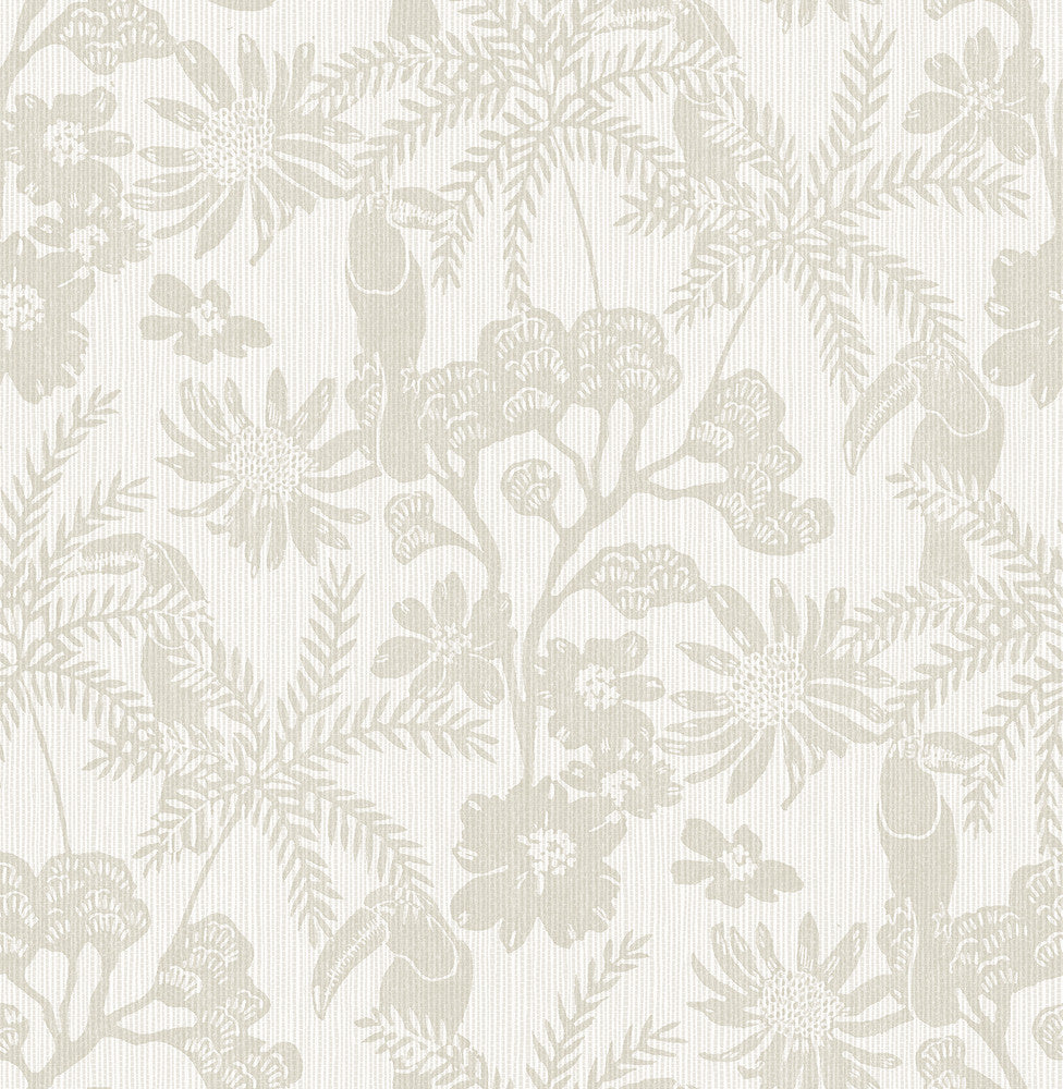 Jacaranda Taupe Tropical Trail Wallpaper by A-Street Prints Harmony Covers about 56.4 square feet 20.5-in by 33-ft long roll Unpasted 20.86 - Fabric Carolina -