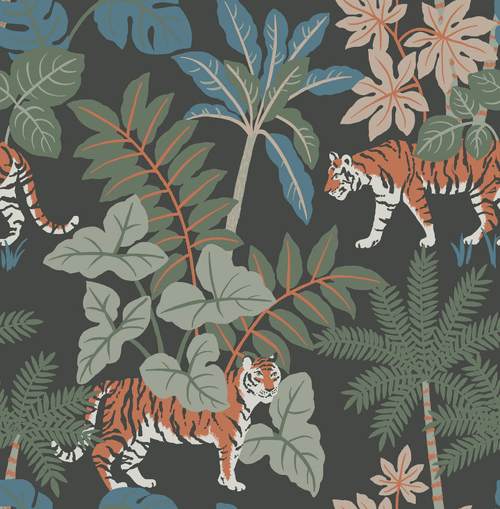 Caspian Grey Jungle Prowl Wallpaper by A-Street Prints Harmony Covers about 56.4 square feet 20.5-in by 33-ft long roll Unpasted 20.86 - Fabric Carolina -