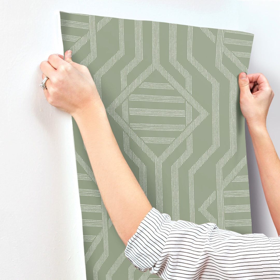 Essex Green Geometric Wallpaper by A-Street Prints Designer