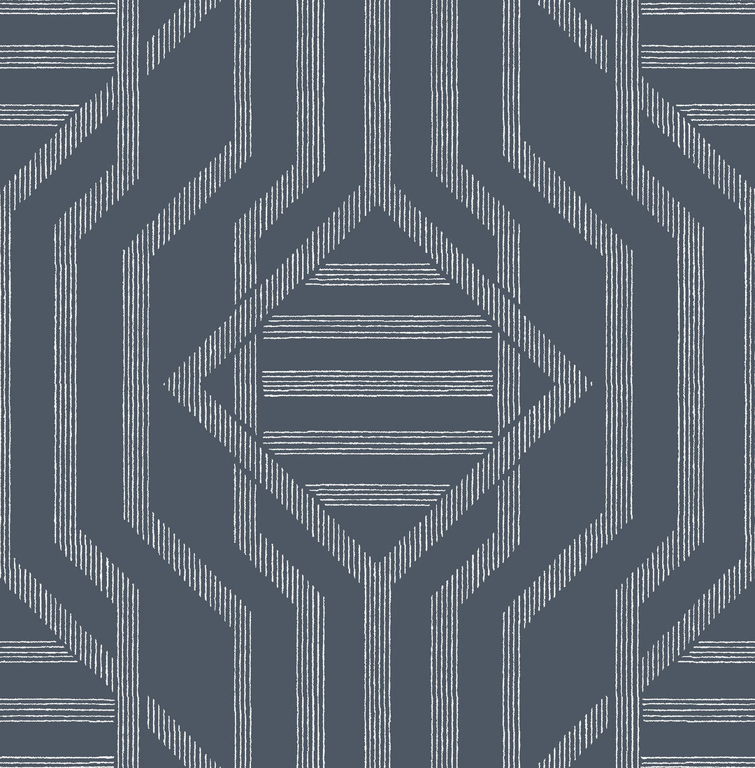 Essex Navy Geometric Wallpaper by A-Street Prints Designer