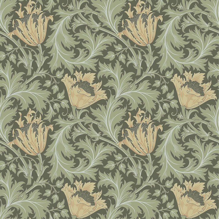 Anemone Moss Floral Trail Wallpaper by A-Street Prints Hidden Treasures Covers about 57.5 square feet 20.9-in by 33-ft long roll Unpasted 10.4 - Fabric Carolina -