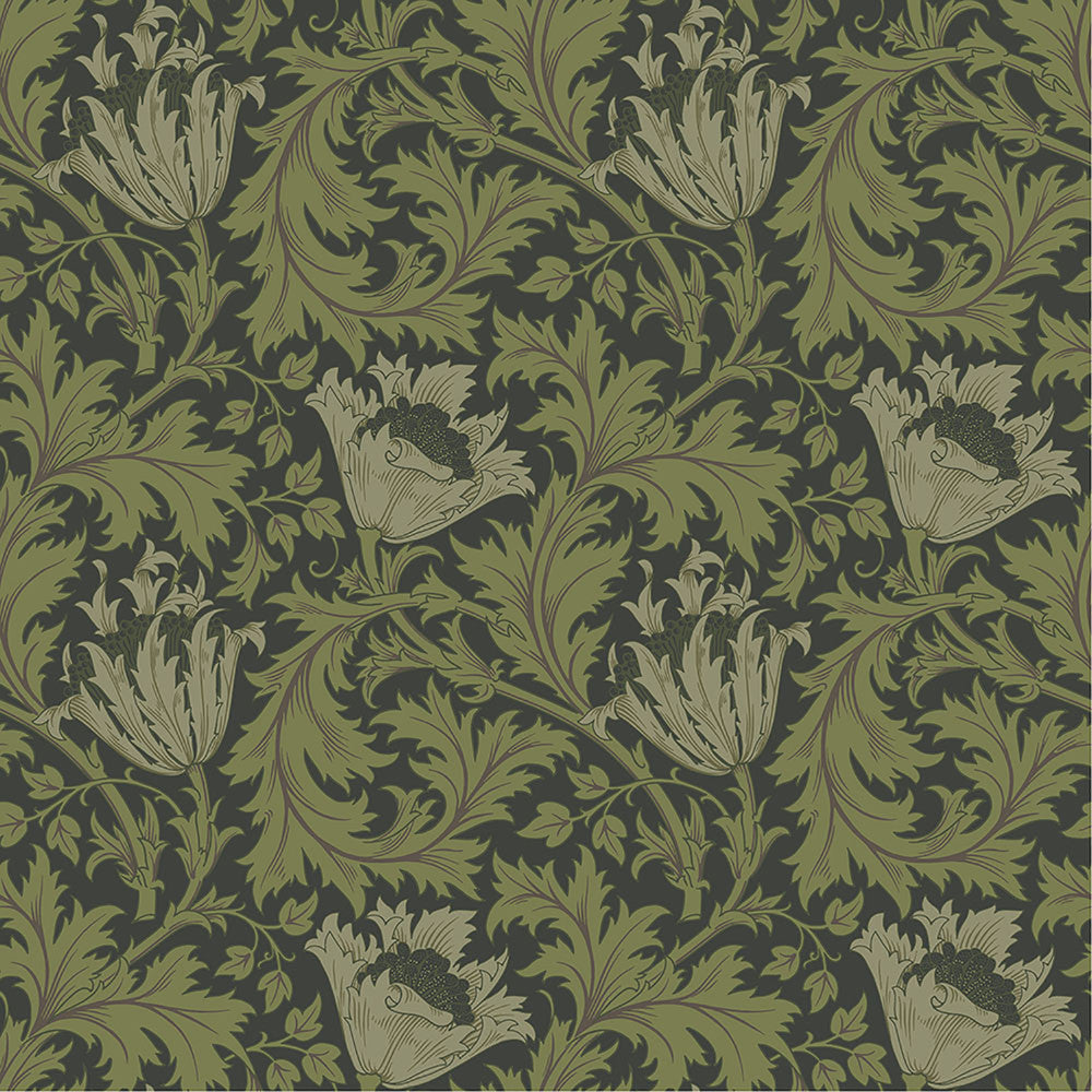 Anemone Dark Green Floral Trail Wallpaper by A-Street Prints Hidden Treasures Covers about 57.5 square feet 20.9-in by 33-ft long roll Unpasted 10.4 - Fabric Carolina -
