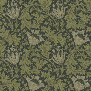 Anemone Dark Green Floral Trail Wallpaper by A-Street Prints