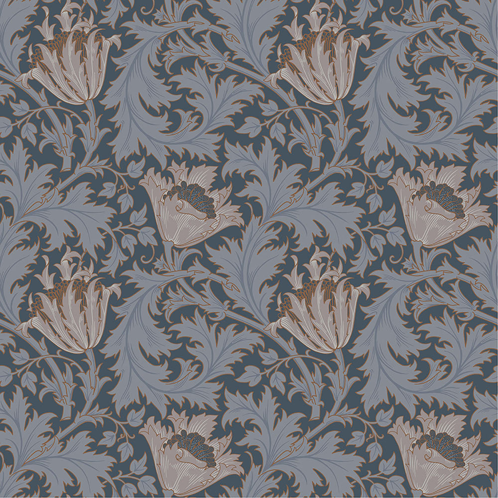 Anemone Dark Blue Floral Trail Wallpaper by A-Street Prints Hidden Treasures Covers about 57.5 square feet 20.9-in by 33-ft long roll Unpasted 10.4 - Fabric Carolina -