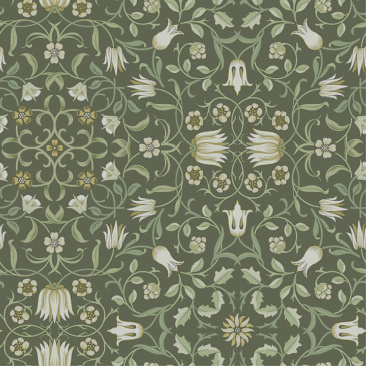 No 1 Holland Park Green Floral Wallpaper by A-Street Prints Hidden Treasures Covers about 57.5 square feet 20.9-in by 33-ft long roll Unpasted 20.9 - Fabric Carolina -