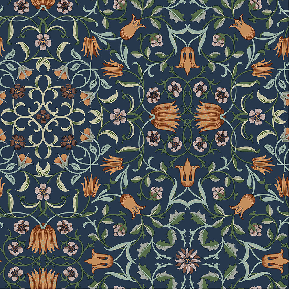 No 1 Holland Park Dark Blue Floral Wallpaper by A-Street Prints Hidden Treasures Covers about 57.5 square feet 20.9-in by 33-ft long roll Unpasted 20.9 - Fabric Carolina -