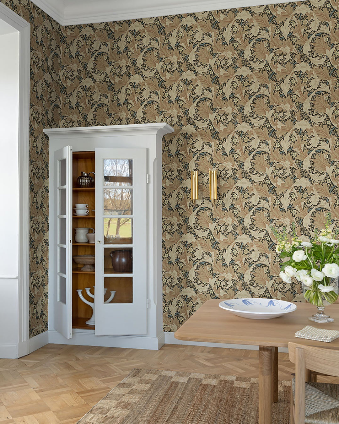Granville Apricot Leafy Vine Wallpaper by A-Street Prints Designer