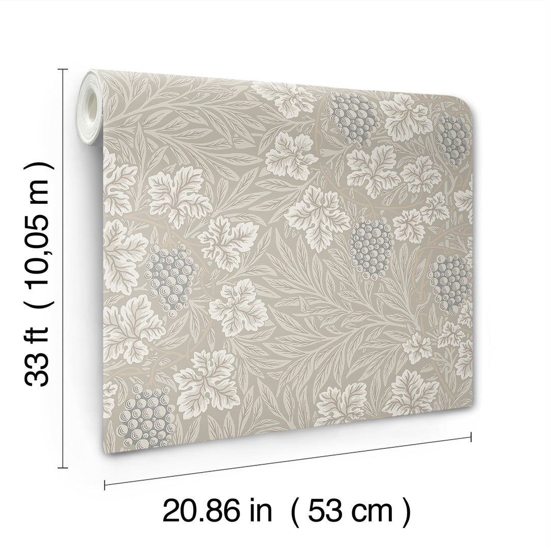 Vine Light Grey Woodland Fruits Wallpaper by A-Street Prints Designer