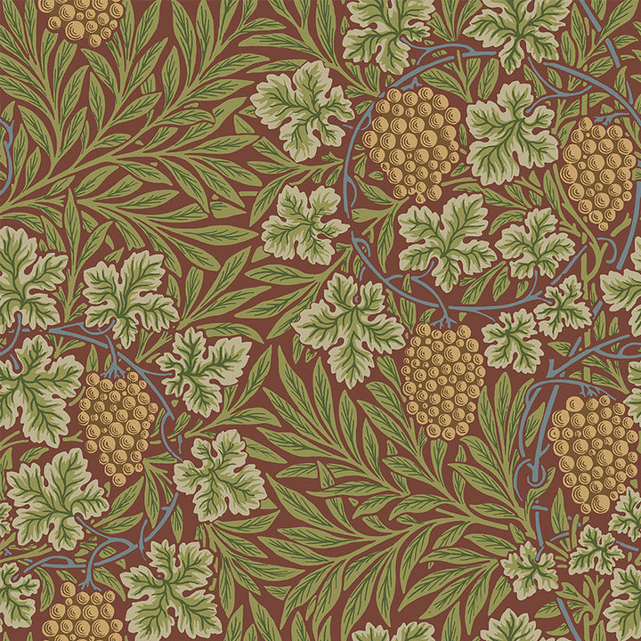 Vine Ruby Woodland Fruits Wallpaper by A-Street Prints Hidden Treasures Covers about 57.5 square feet 20.9-in by 33-ft long roll Unpasted 20.9 - Fabric Carolina -
