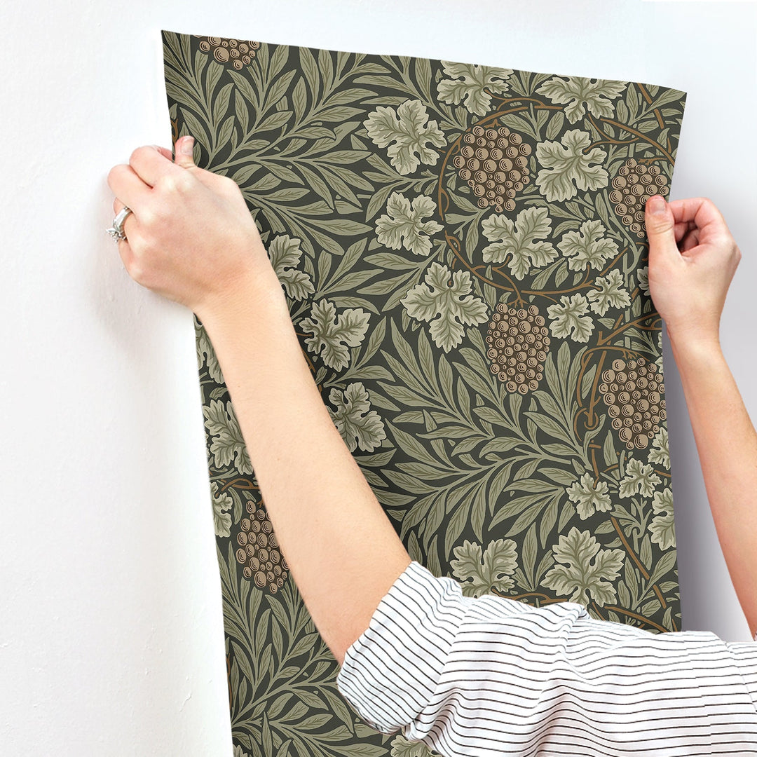 Vine Dark Green Woodland Fruits Wallpaper by A-Street Prints Designer