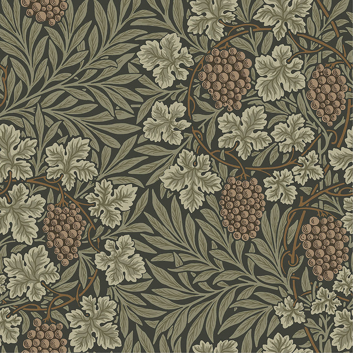 Vine Dark Green Woodland Fruits Wallpaper by A-Street Prints Hidden Treasures Covers about 57.5 square feet 20.9-in by 33-ft long roll Unpasted 20.9 - Fabric Carolina -