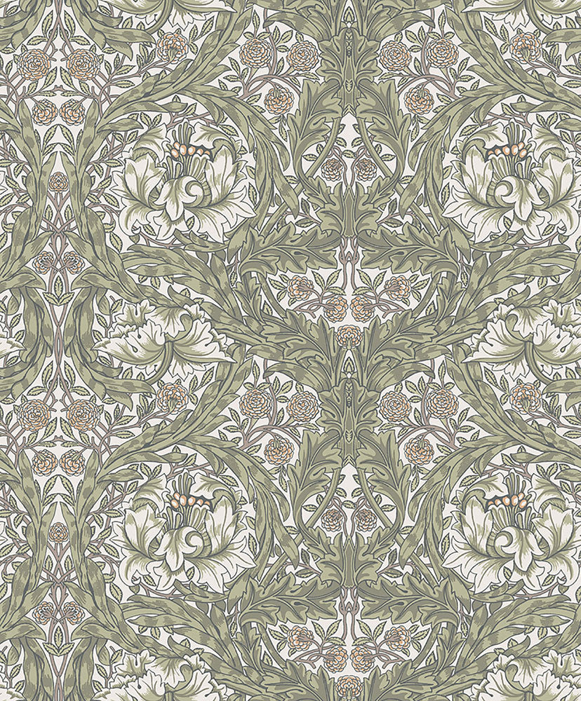 African Marigold Green Floral Wallpaper by A-Street Prints Hidden Treasures Covers about 57.5 square feet 20.9-in by 33-ft long roll Unpasted 12.6 - Fabric Carolina -