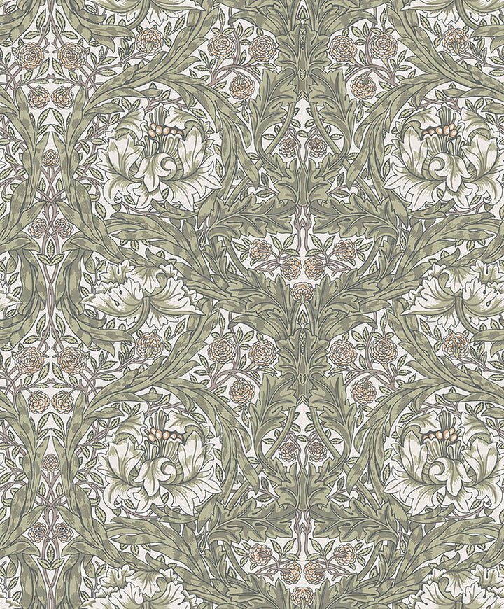 African Marigold Green Floral Wallpaper by A-Street Prints Hidden Treasures Covers about 57.5 square feet 20.9-in by 33-ft long roll Unpasted 12.6 - Fabric Carolina -