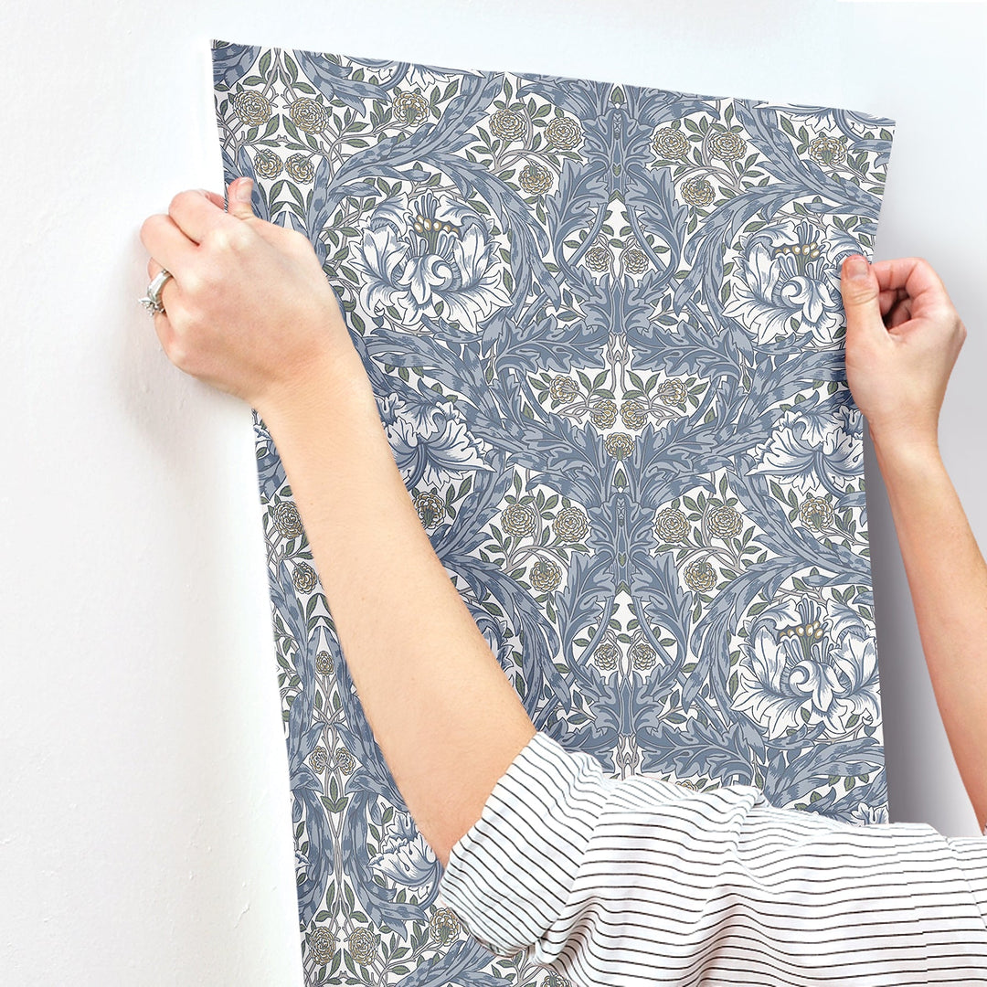 African Marigold Blue Floral Wallpaper by A-Street Prints Designer