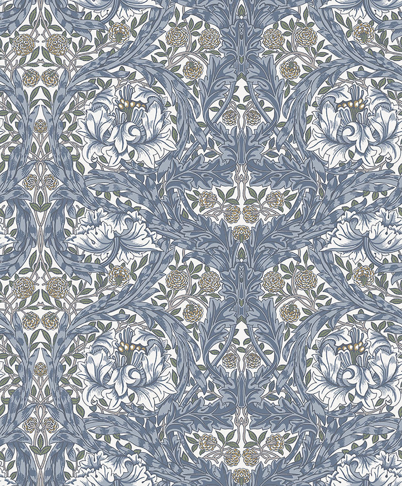 African Marigold Blue Floral Wallpaper by A-Street Prints Hidden Treasures Covers about 57.5 square feet 20.9-in by 33-ft long roll Unpasted 12.6 - Fabric Carolina -