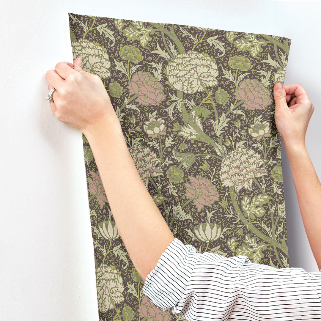 Cray Plum Floral Trail Wallpaper by A-Street Prints Designer