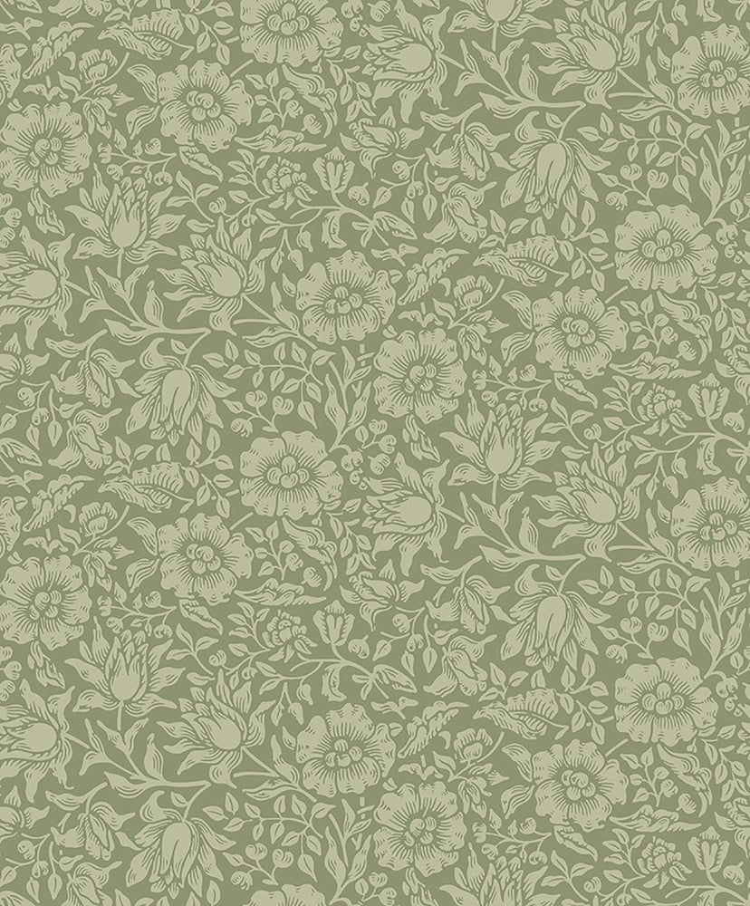 Mallow Green Floral Vine Wallpaper by A-Street Prints Hidden Treasures Covers about 57.5 square feet 20.9-in by 33-ft long roll Unpasted 12.6 - Fabric Carolina -