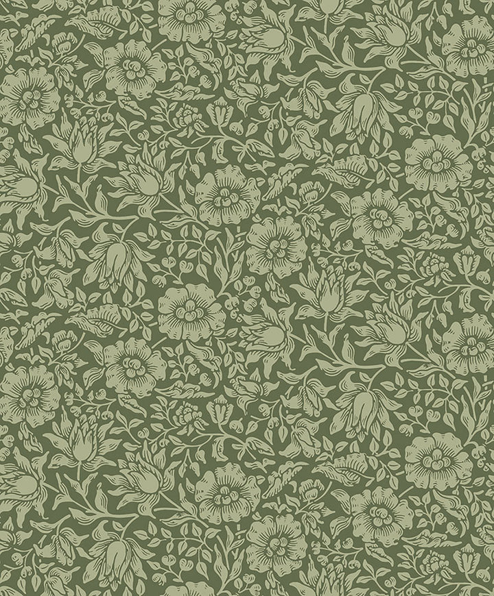 Mallow Dark Green Floral Vine Wallpaper by A-Street Prints Hidden Treasures Covers about 57.5 square feet 20.9-in by 33-ft long roll Unpasted 12.6 - Fabric Carolina -