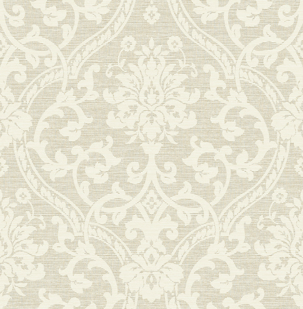 Evette Neutral Damask Wallpaper by Advantage Curio Covers about 56.4 square feet 20.5-in by 33-ft long roll Unpasted 20.8 - Fabric Carolina -