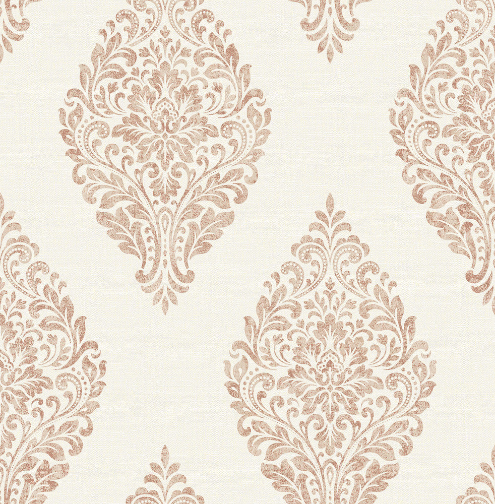 Gillian Copper Medallion Wallpaper by Advantage Curio Covers about 56.4 square feet 20.5-in by 33-ft long roll Unpasted 20.8 - Fabric Carolina -