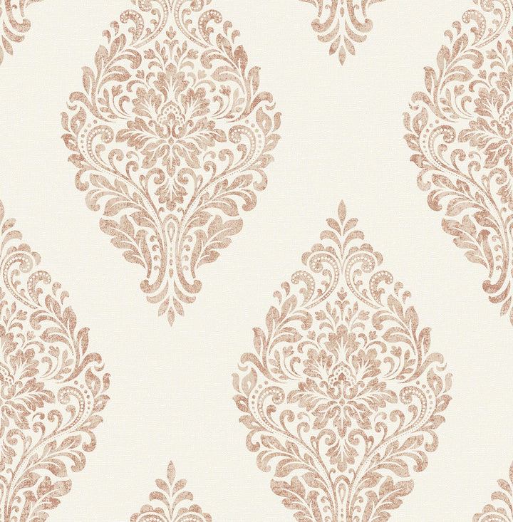 Gillian Copper Medallion Wallpaper by Advantage Curio Covers about 56.4 square feet 20.5-in by 33-ft long roll Unpasted 20.8 - Fabric Carolina -