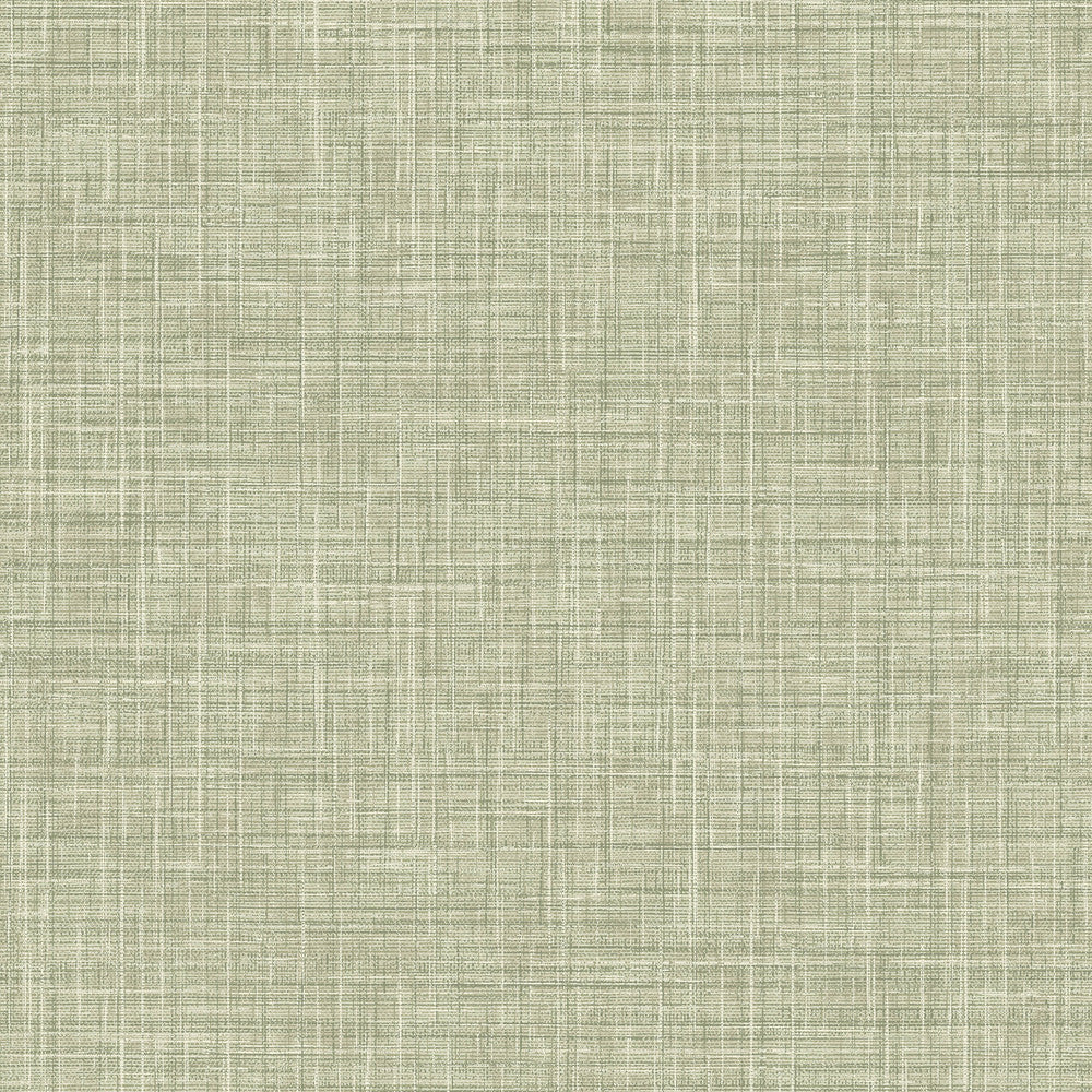 Tuckernuck Green Faux Linen Wallpaper by Advantage Curio Covers about 56.4 square feet 20.5-in by 33-ft long roll Unpasted 0 - Fabric Carolina -