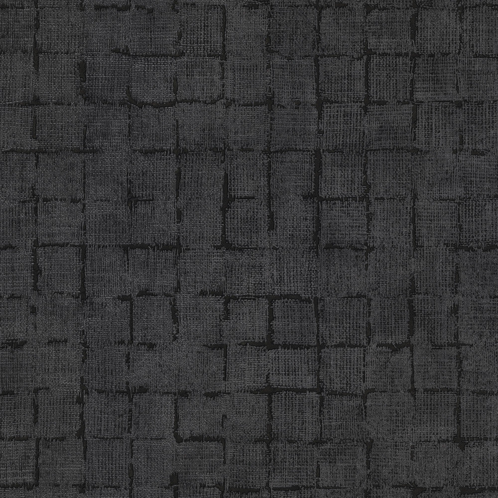 Blocks Charcoal Checkered Wallpaper by Fine Decor Curio Covers about 56.4 square feet Great Britain Unpasted 10.4-in repeat, drop match 20.5-in by 33-ft long roll - Fabric Carolina -