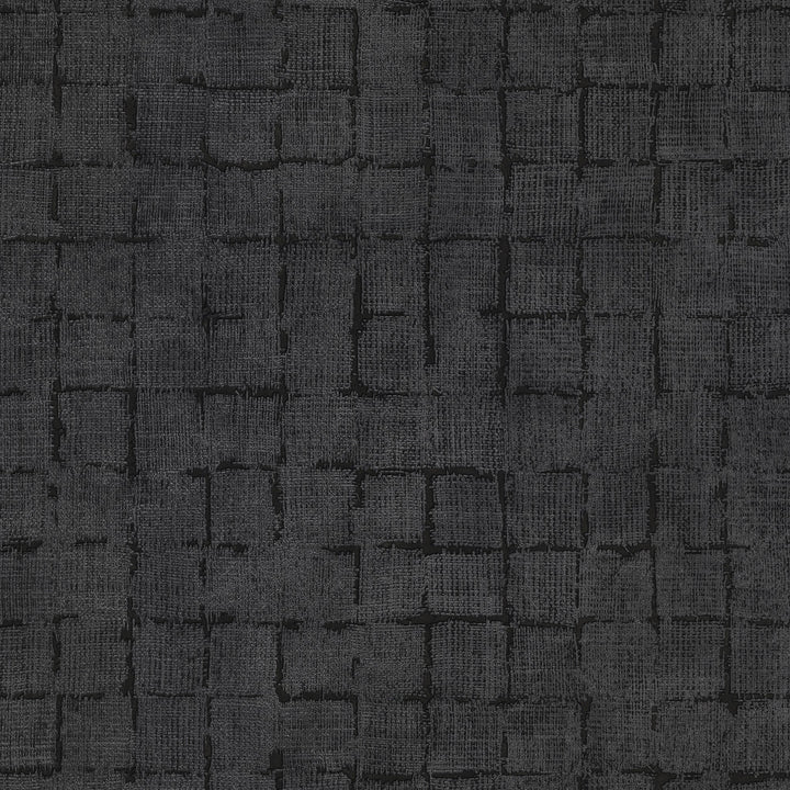 Blocks Charcoal Checkered Wallpaper by Fine Decor Curio Covers about 56.4 square feet Great Britain Unpasted 10.4-in repeat, drop match 20.5-in by 33-ft long roll - Fabric Carolina -