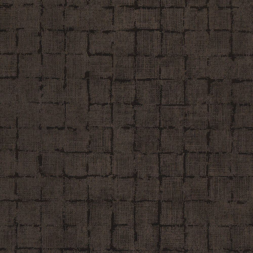 Blocks Chocolate Checkered Wallpaper by Fine Decor Curio Covers about 56.4 square feet Great Britain Unpasted 10.4-in repeat, drop match 20.5-in by 33-ft long roll - Fabric Carolina -