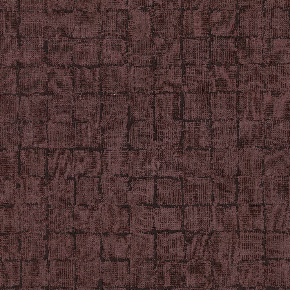 Blocks Burgundy Checkered Wallpaper by Fine Decor Curio Covers about 56.4 square feet Great Britain Unpasted 10.4-in repeat, drop match 20.5-in by 33-ft long roll - Fabric Carolina -