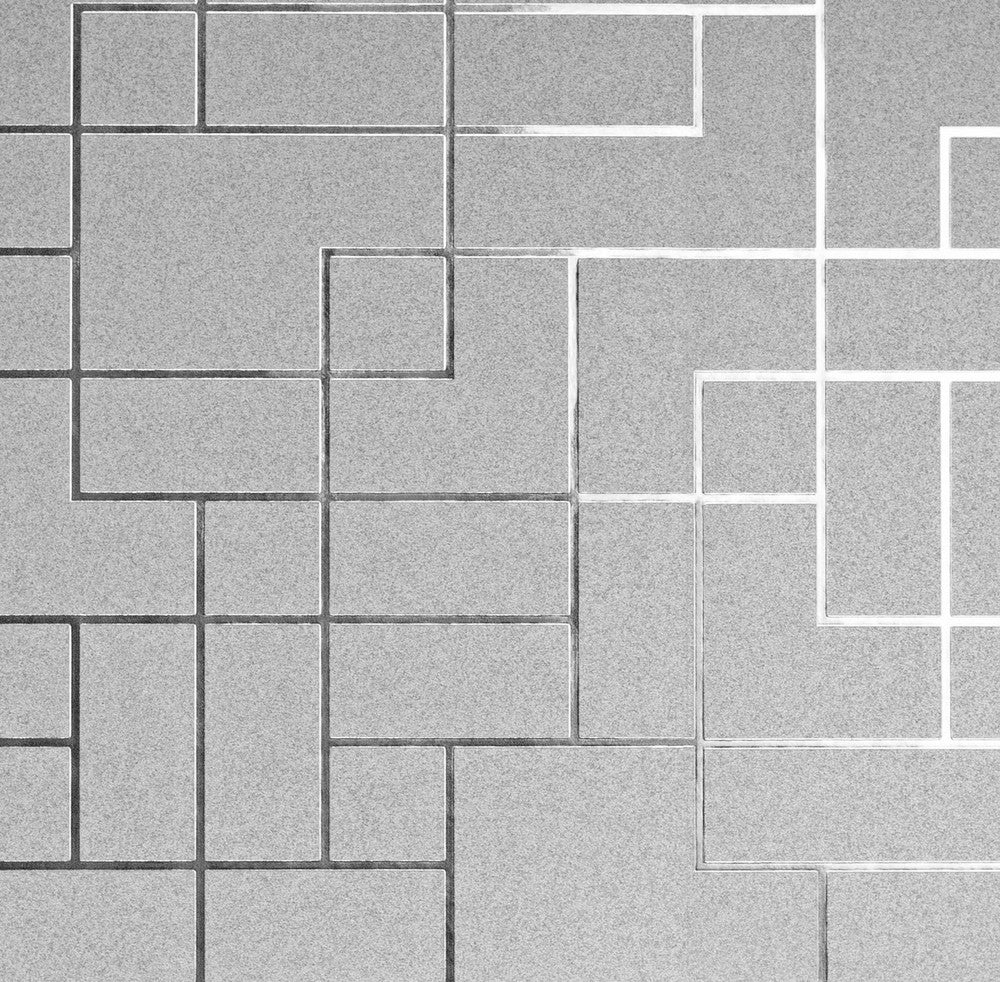 Nova Silver Geometric Wallpaper by Advantage Curio Covers about 56.4 square feet 20.5-in by 33-ft long roll Unpasted 20.9 - Fabric Carolina -