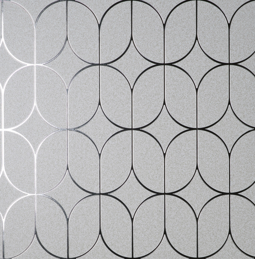Raye Silver Rosco Trellis Wallpaper by Advantage Curio Covers about 57.5 square feet 20.9-in by 33-ft long roll Unpasted 20.9 - Fabric Carolina -