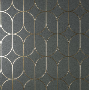 Raye Charcoal Rosco Trellis Wallpaper by Advantage