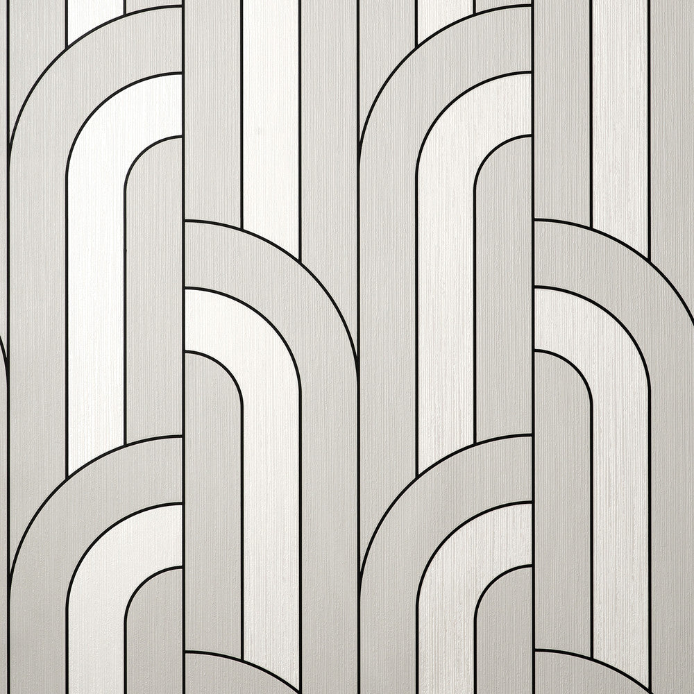 Ezra Platinum Arch Wallpaper by Advantage Curio Covers about 56.4 square feet 20.5-in by 33-ft long roll Unpasted 12.6 - Fabric Carolina -