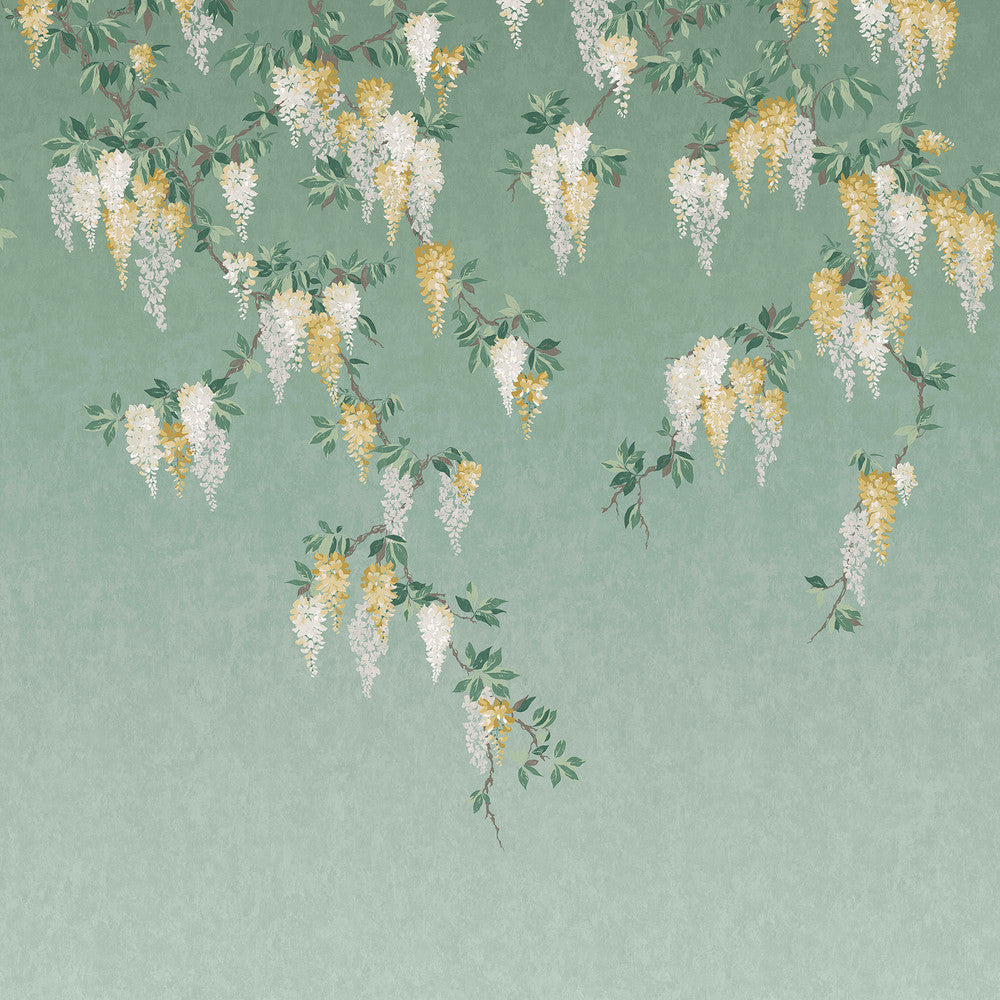Wisteria Green Wall Mural by Advantage Westbury Forest 19.6-in by 9.8-ft long roll Washable and strippable Unpasted 0 - Fabric Carolina -