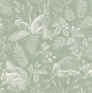 Woodland Green Toile Wallpaper by Advantage
