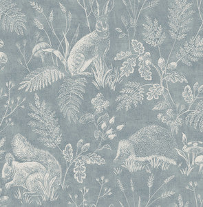 Woodland Blue Toile Wallpaper by Advantage