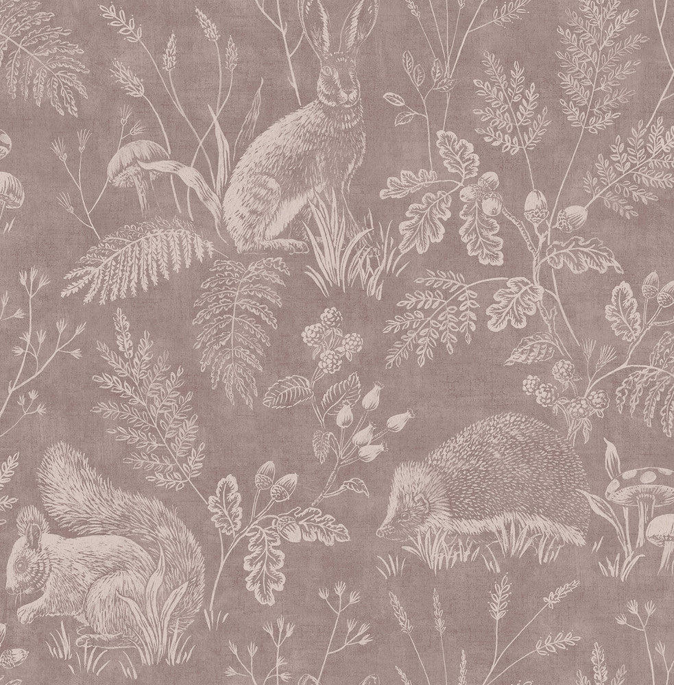 Woodland Mahogany Toile Wallpaper by Advantage Westbury Forest Covers about 56.4 square feet 20.5-in by 33-ft long roll Unpasted 20.9 - Fabric Carolina -