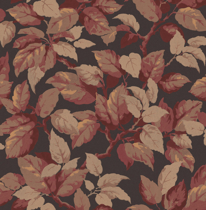 Canopy Burgundy Leaf Wallpaper by Advantage Westbury Forest Covers about 56.4 square feet 20.5-in by 33-ft long roll Unpasted 20.9 - Fabric Carolina -