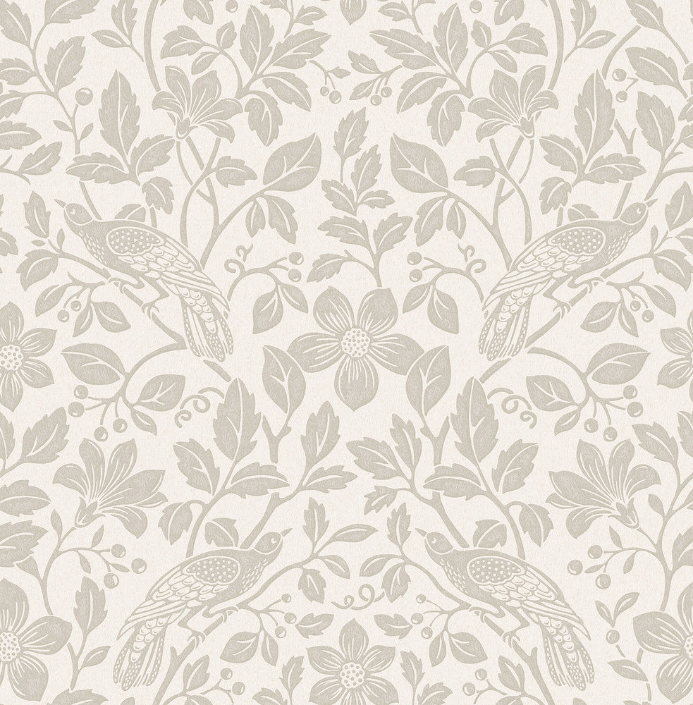 Marlow Bone Bird Vine Wallpaper by Advantage Westbury Forest Covers about 56.4 square feet 20.5-in by 33-ft long roll Unpasted 20.9 - Fabric Carolina -