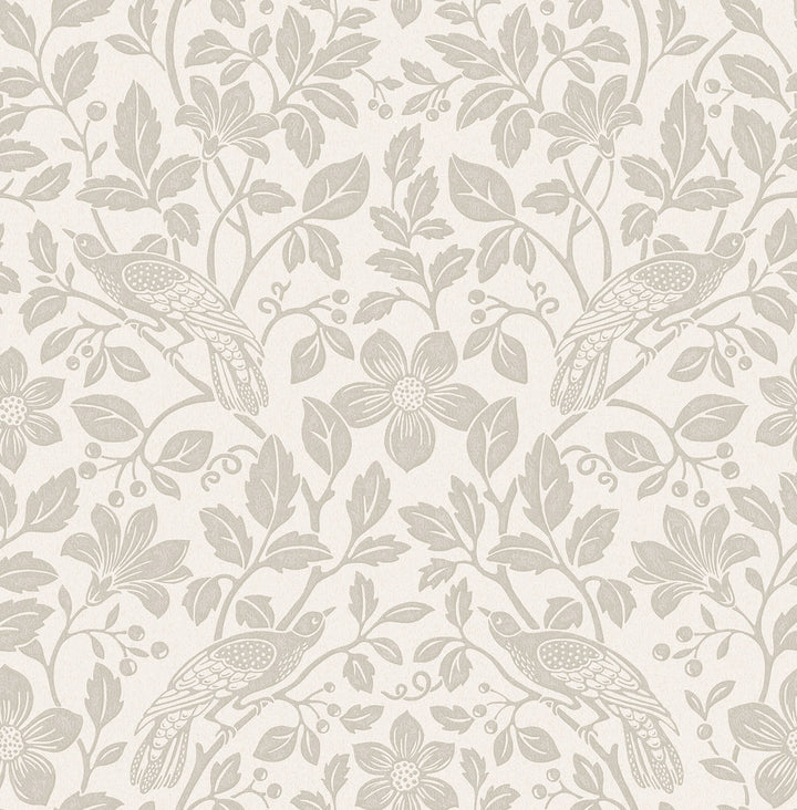 Marlow Bone Bird Vine Wallpaper by Advantage Westbury Forest Covers about 56.4 square feet 20.5-in by 33-ft long roll Unpasted 20.9 - Fabric Carolina -