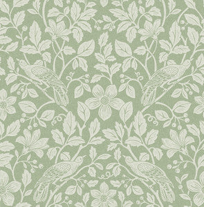 Marlow Green Bird Vine Wallpaper by Advantage
