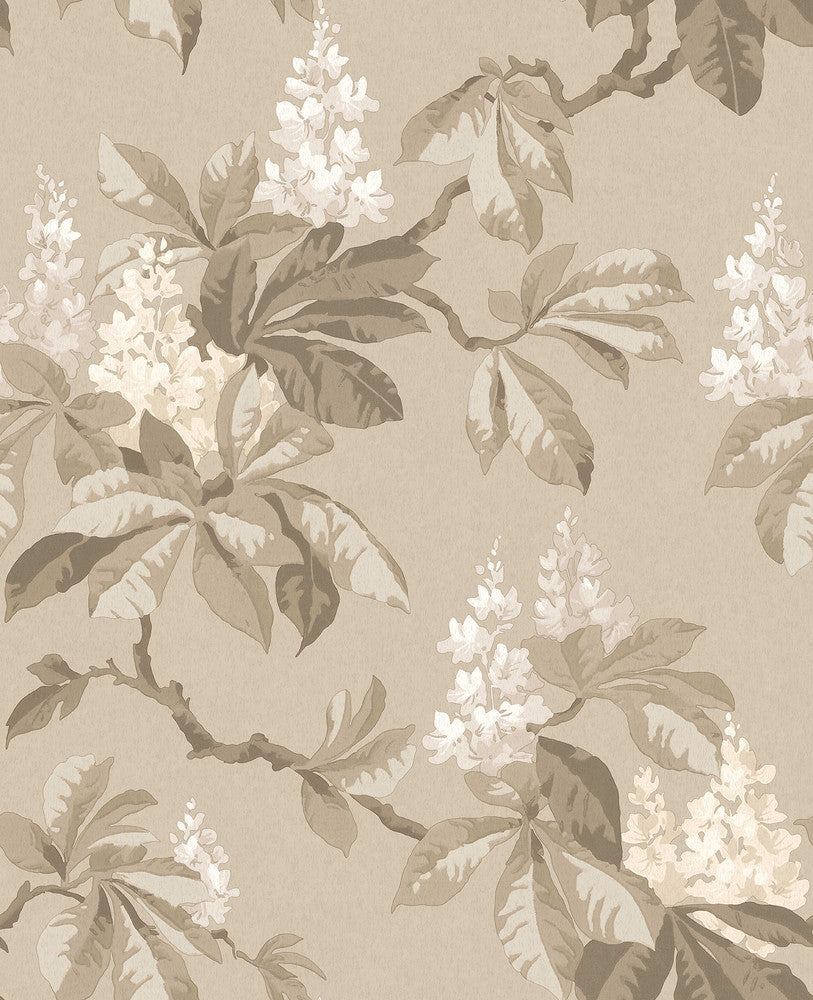 Chestnut Beige Floral Wallpaper by Advantage Westbury Forest Covers about 56.4 square feet 20.5-in by 33-ft long roll Unpasted 25.2 - Fabric Carolina -