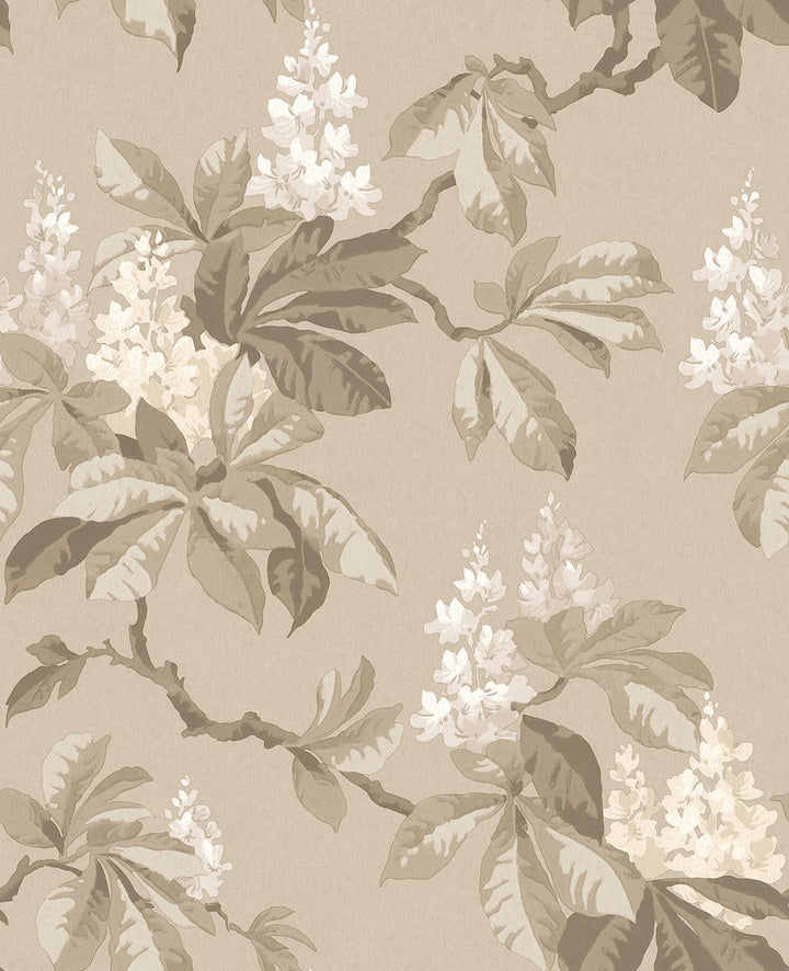 Chestnut Beige Floral Wallpaper by Advantage Westbury Forest Covers about 56.4 square feet 20.5-in by 33-ft long roll Unpasted 25.2 - Fabric Carolina -