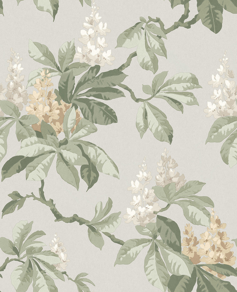 Chestnut Grey Floral Wallpaper by Advantage Westbury Forest Covers about 56.4 square feet 20.5-in by 33-ft long roll Unpasted 25.2 - Fabric Carolina -