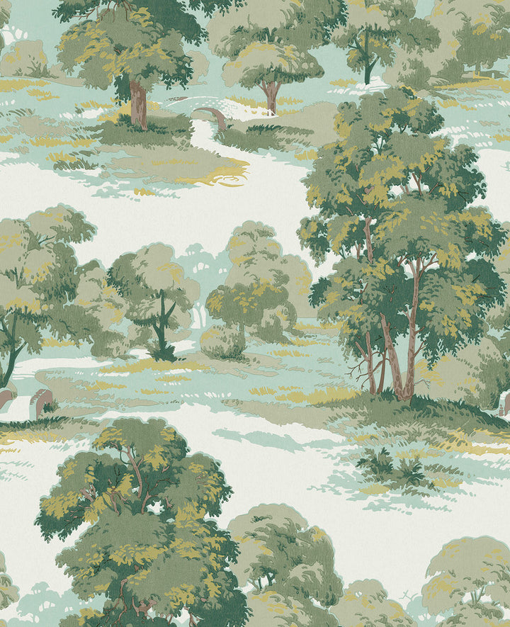 Sherwood Green Glade Wallpaper by Advantage Westbury Forest Covers about 56.4 square feet 20.5-in by 33-ft long roll Unpasted 25.2 - Fabric Carolina -